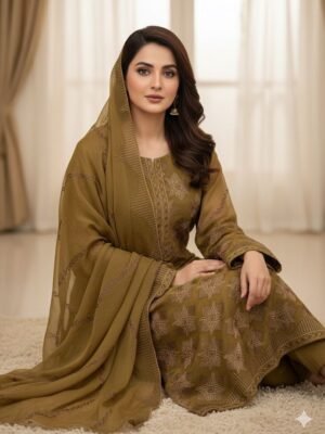 Bhamber Chiffon 2PC Embroidered Jall Style