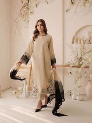 Dhanak Embroidered 3PC Dress Wool Shawl
