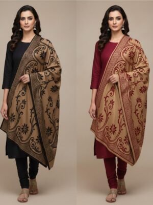 Pashmina Wool Velvet Embroidered & Dhanak 3PC