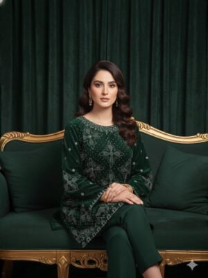 Velvet Pasting Stone Work 2Pcs Dress