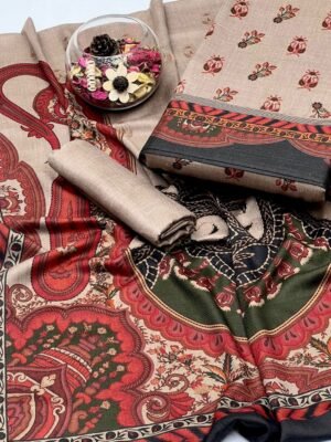 Luxury Pashmina Kashmiri Wool 3PC قلم کار Print