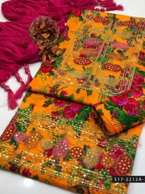 3PC Unstitched Printed Marina Dress