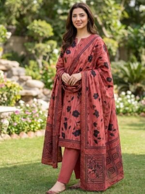 Linen Floral Table Print 3PC Suit